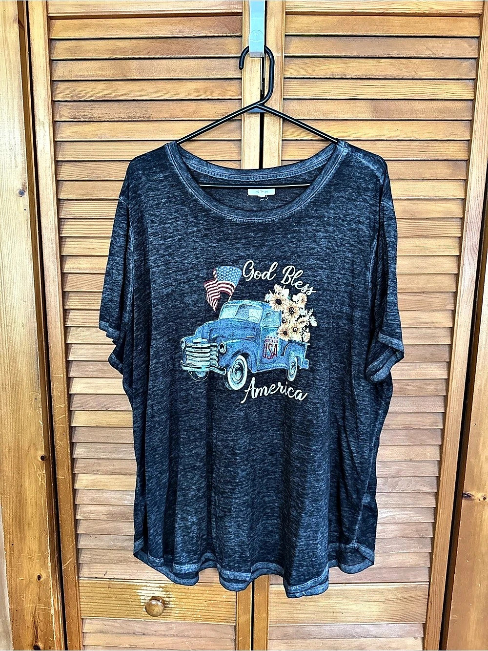 Maurices God Bless America Vintage Truck Sunflower Graphic Tee 3X